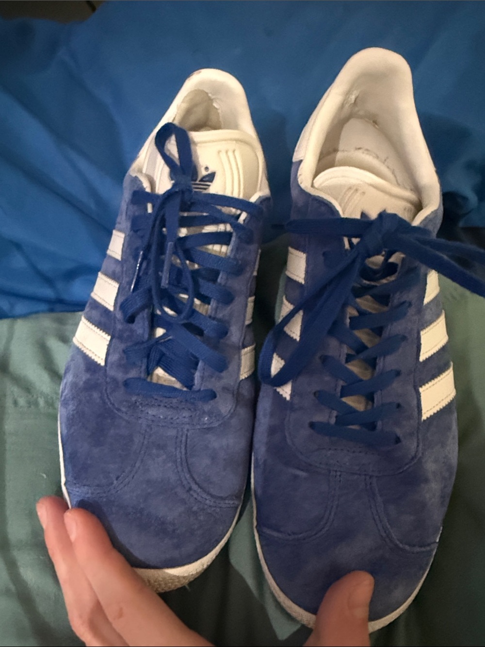 adidas Men's Royal Blue Suede Sneakers with White Stripes
